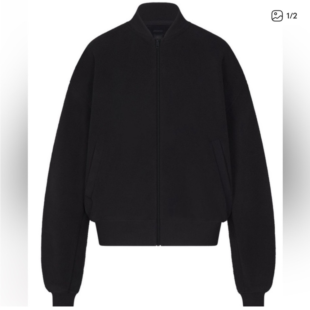 skims - fleece lounge bomber jacket (onyx)